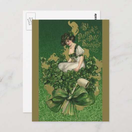  St. Patrick's Day Souvenir, Irish Lass Briefkaart (Voorkant / Achterkant)