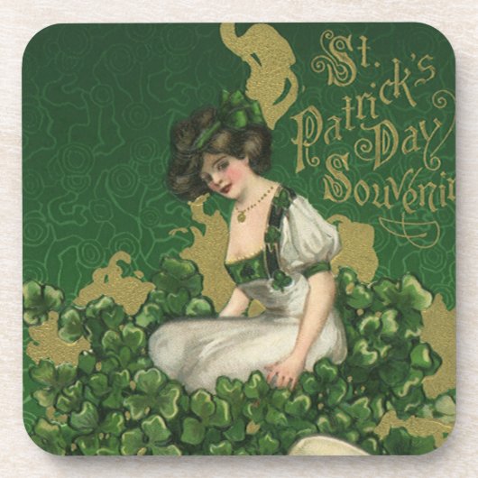  St. Patrick's Day Souvenir, Irish Lass Drankjes Onderzetter (Voorkant)