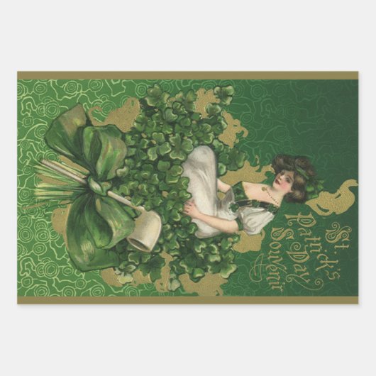 St. Patrick's Day Souvenir, Irish Lass Inpakpapier Vel (Voorkant)