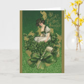 St. Patrick's Day Souvenir, Irish Lass Kaart (Gele Bloem)