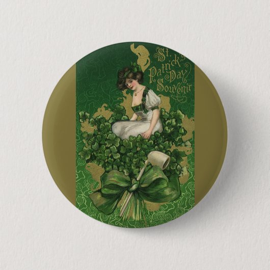  St. Patrick's Day Souvenir, Irish Lass Ronde Button 5,7 Cm (Voorkant)