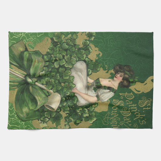 St. Patrick's Day Souvenir, Irish Lass Theedoek (Horizontaal)