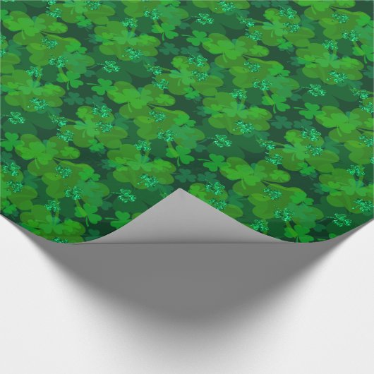 St. Patrick's Day Sparkling Shamrock Gift Wrap Cadeaupapier (Hoek)