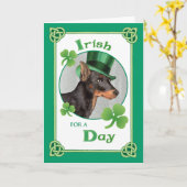 St. Patrick's Day Speelgoed Manchester Terrier Kaart (Gele Bloem)