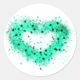 St. Patrick's day | Spuitverf, glitterend hart Ronde Sticker
