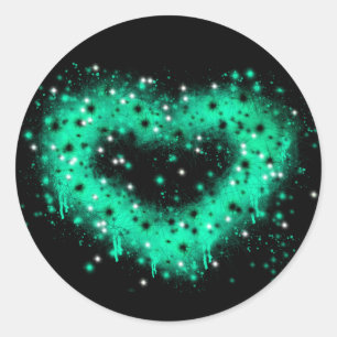 St. Patrick's day   Spuitverf, glitterend hart Ronde Sticker