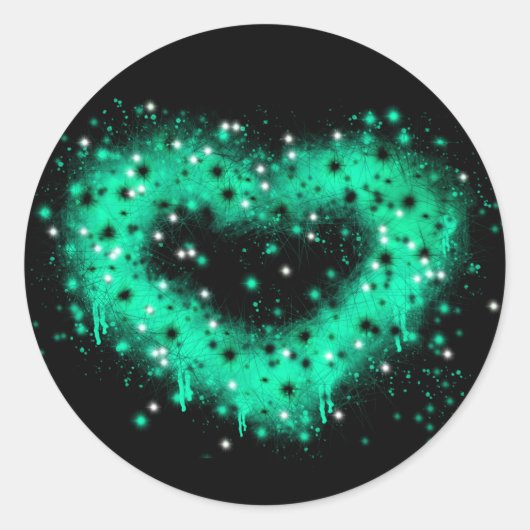 St. Patrick's day | Spuitverf, glitterend hart Ronde Sticker (Voorkant)