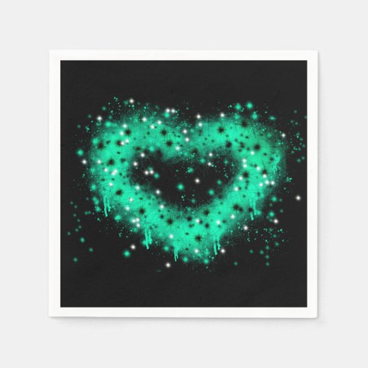 St. Patrick's day | Spuitverf, glitterend hart Servet (Voorkant)