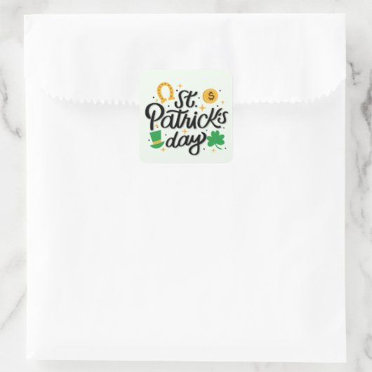 St Patricks Day Square Sticker (Tas)