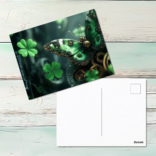 St. Patricks Day Steampunk Vlinder Feestdagenkaart