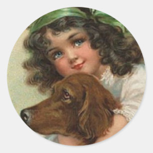 St. Patrick's day sticker met Irish lass and dog