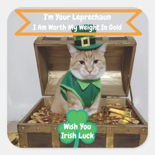 St. Patrick's Day sticker met kattenhumor (Voorkant)