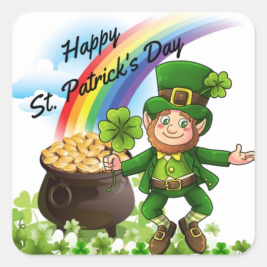 St. Patrick's Day Stickers Leprechaun Shamrocks (Voorkant)