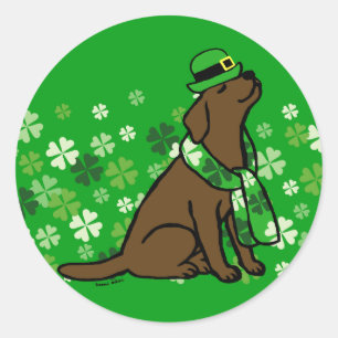 St. Patrick's Day stijlvolle chocolade labrador Ronde Sticker