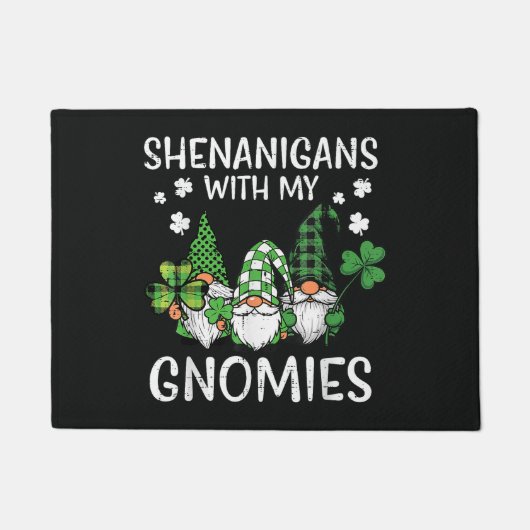 St. Patrick's Day Streken met Gnomies Gnome Deurmat (Voorkant)
