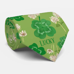 St Patrick's Day Stropdas Green Lucky Clover