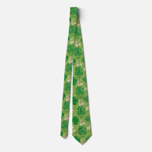 St Patrick's Day Stropdas Green Lucky Clover (Achterkant)