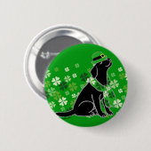 St. Patrick's Day Stylish Black Labrador Ronde Button 5,7 Cm (Voorkant /achterkant)