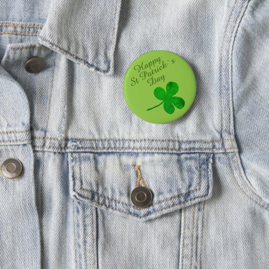 St Patrick's Day Succes Shamrock Ronde Button 5,7 Cm (In situ)