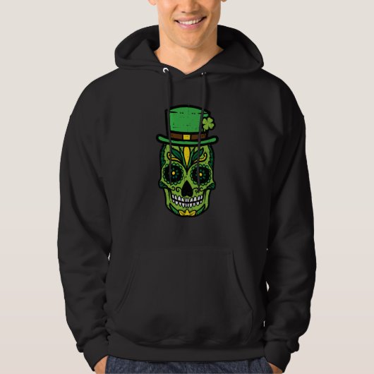 St Patricks Day Sugar Skull Saint Paddys Men Women Hoodie (Voorkant)