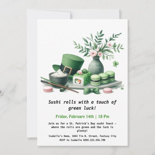 St. Patrick's Day Sushi – Rollend in het Groen! Kaart (Voorkant)