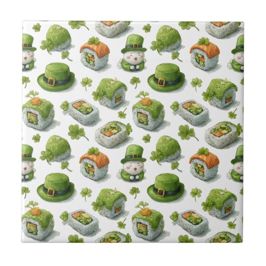 St. Patrick's Day Sushi Rolls & Shamrock Tegeltje (Voorkant)