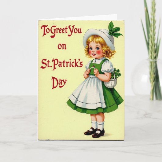 St Patricks Day Sweet Girl Card Kaart (Voorkant)