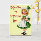 St Patricks Day Sweet Girl Card Kaart (Gele Bloem)