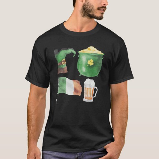 St Patrick's Day Symbols Fun Graphic T-shirt (Voorkant)