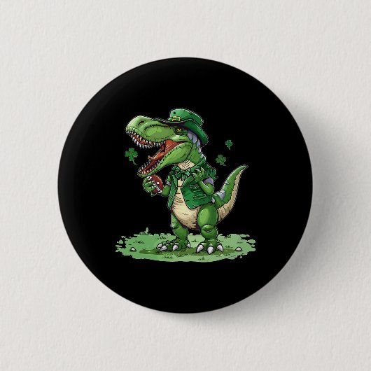 St Patricks Day T Rex Amerikaanse Voetbal Dinosaur Ronde Button 5,7 Cm (Voorkant)