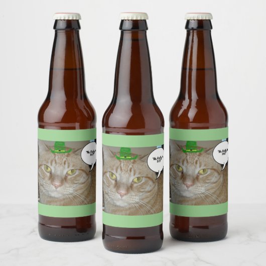 St. Patrick's Day Tabby Cat Bier Etiket (Flessen)