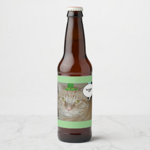 St. Patrick's Day Tabby Cat Bier Etiket
