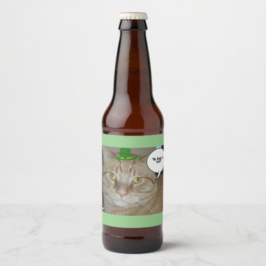 St. Patrick's Day Tabby Cat Bier Etiket (Voorkant)