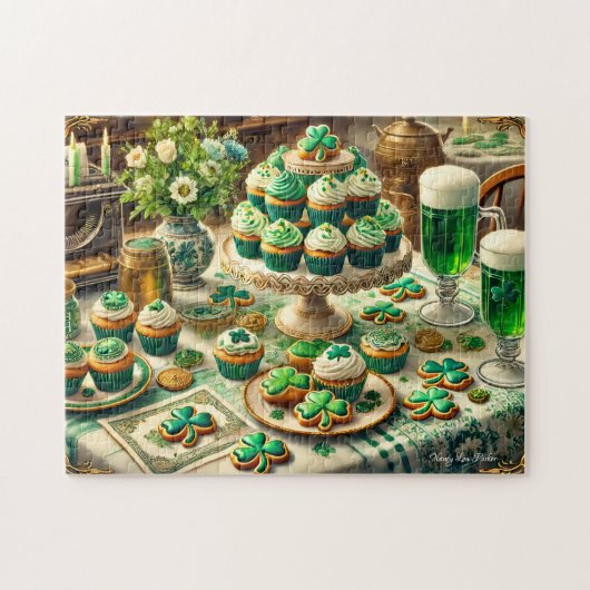 St. Patrick's Day Tafel, Ierse Viering Cupcakes Legpuzzel (Horizontaal)