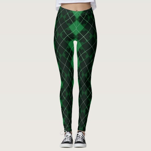 St. Patrick's Day Tartan & Shamrocks Leggings (Voorkant)