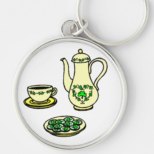 St. Patrick's Day Tea Set Ierse Sleutelhanger (Voorkant)