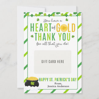 St. Patrick's Day Teacher Appreciation Gift Card Kaart
