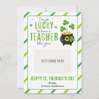 St. Patrick's Day Teacher Appreciation Gift Card Kaart
