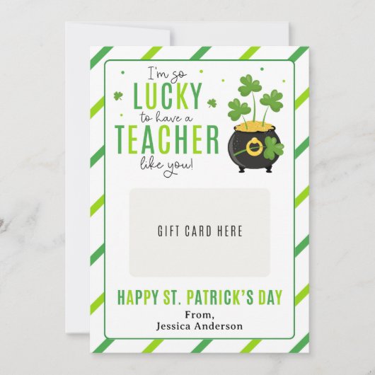 St. Patrick's Day Teacher Appreciation Gift Card Kaart (Voorkant)
