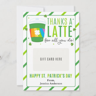 St. Patrick's Day Teacher Coffee Gift Card Holder Kaart