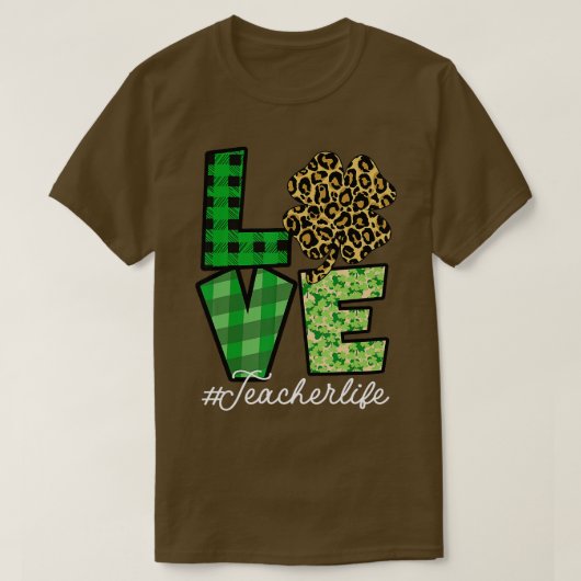 St Patricks Day Teacher Love Leopard Shamrock Luck T-shirt (Design voorkant)
