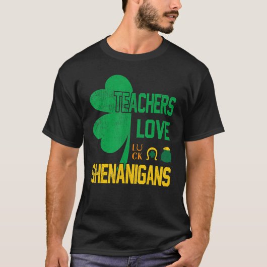 St Patricks Day Teachers Love Shenanigans Half Sha T-shirt (Voorkant)