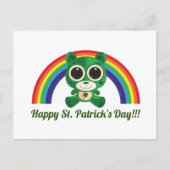 St. Patricks Day Teddy Bear and Rainbow Briefkaart (Voorkant)