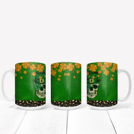 St. Patrick's Day-thema met schedel en shamrock Tweekleurige Koffiemok