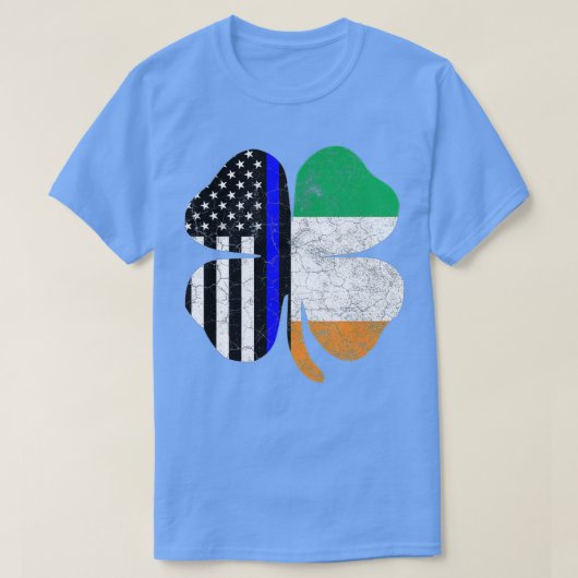 St Patricks Day Thin Blue Line American Irish Flag T-shirt (Design voorkant)