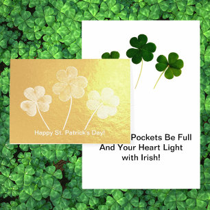 St. Patrick's Day Three Leaf Clovers Vakantie Folie Kaarten