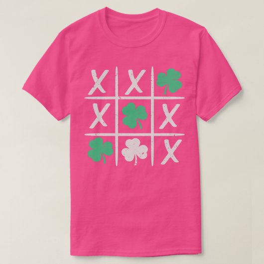 St Patricks Day TicTacToe Lucky Shamrock T-shirt (Design voorkant)