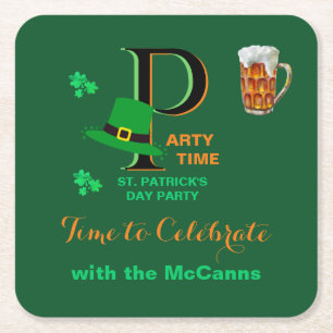 St. Patrick's Day Tijd om te vieren Kartonnen Onderzetters