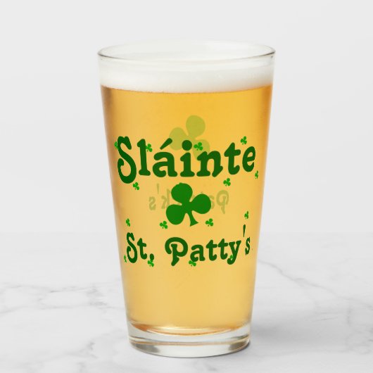 St.Patrick's day toast Cheer:Sláinte Glas (Voorkant gevuld)