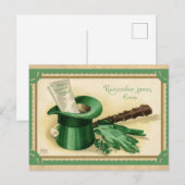 St. Patricks Day Top Hat Green Briefkaart (Voorkant / Achterkant)
